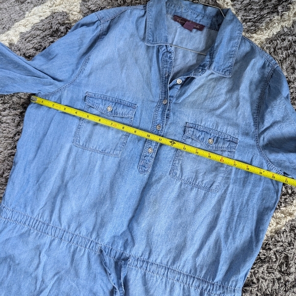 Gloria Vanderbilt Chambray Drawstring Waist Collard Dress Size Women's M - Picture 7 of 7